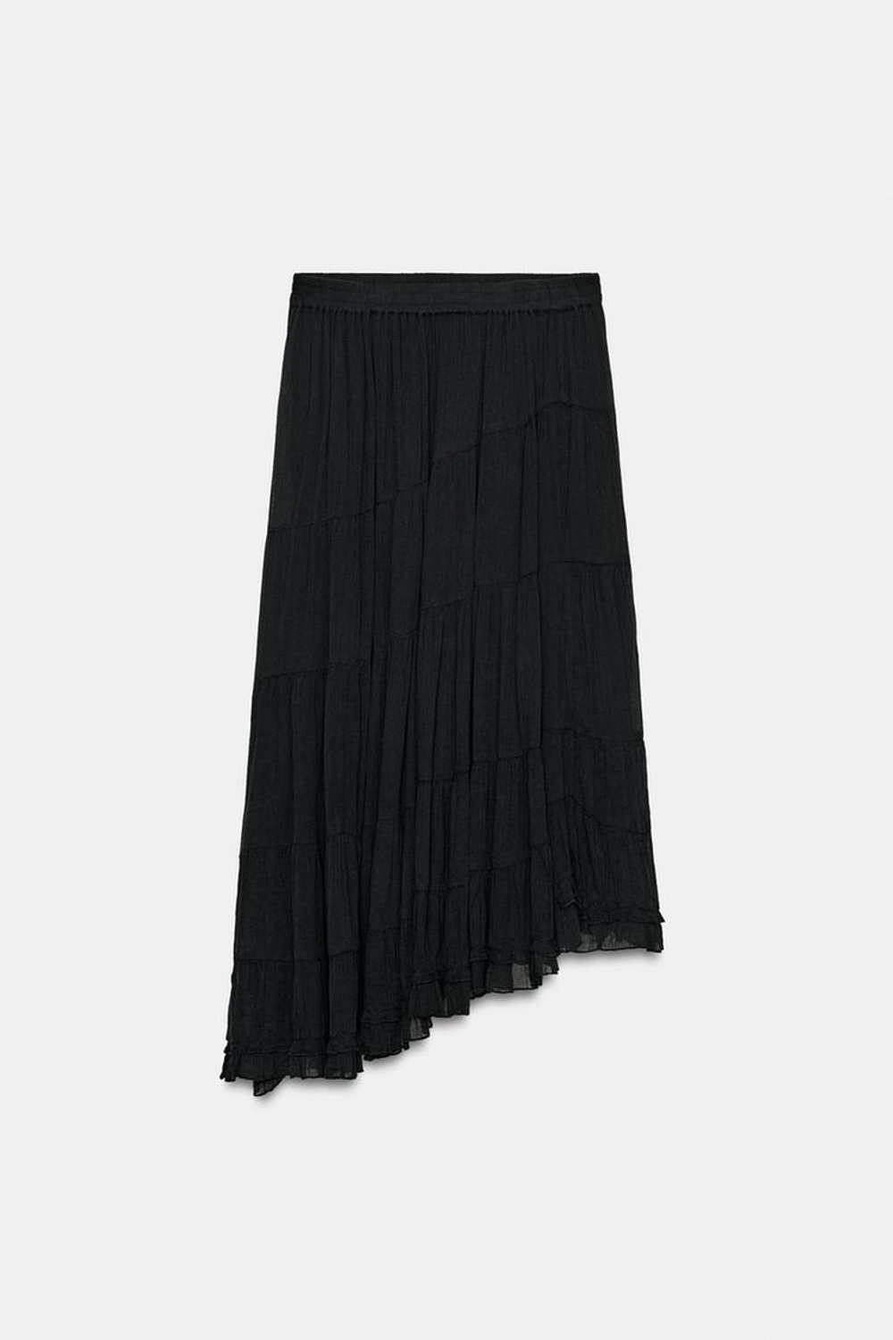 ZARA АСИММЕТРИЧНАЯ ЮБКА МИДИ, ЧЕРНЫЙ