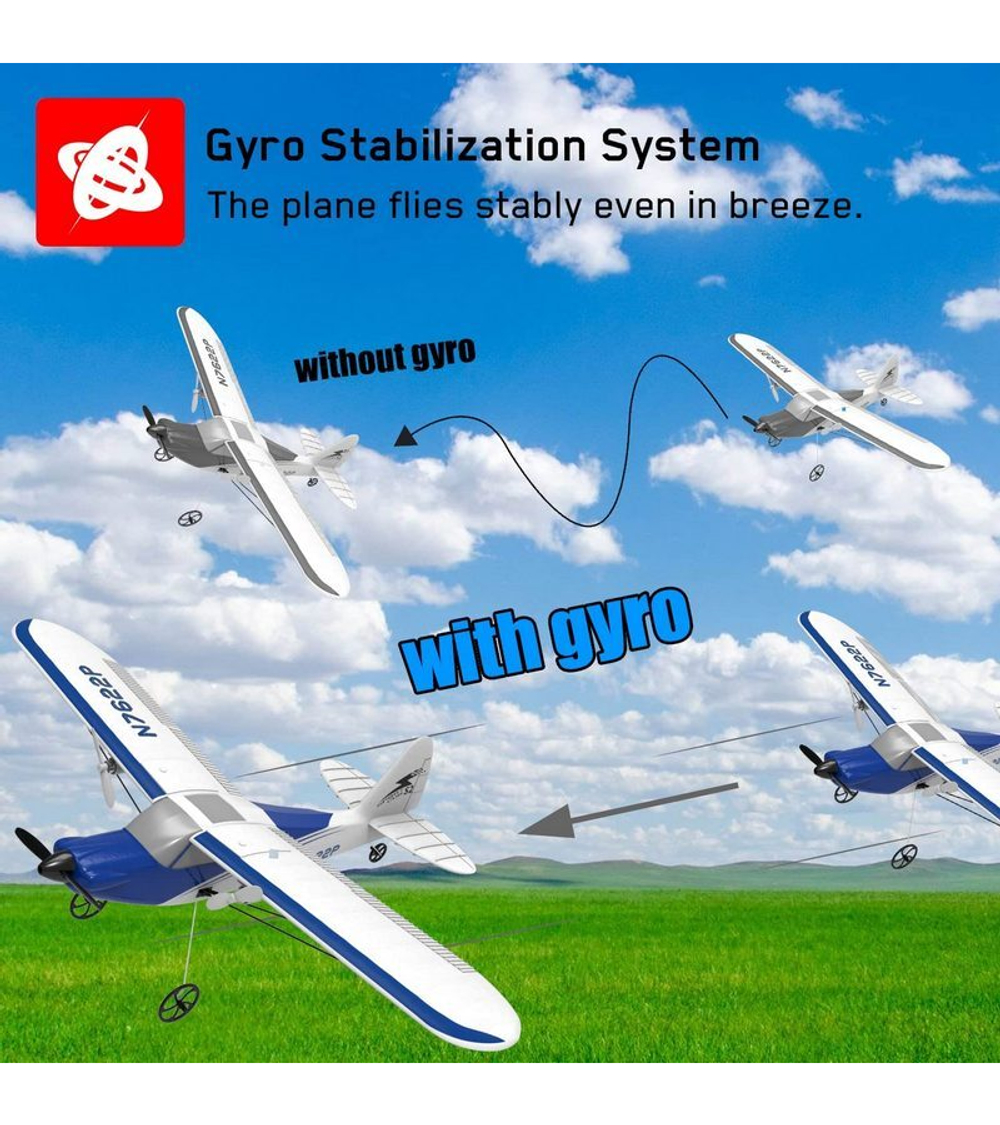 Радиоуправляемый самолет Volantex RC Sport Cub 400мм (синий) 2.4G 2ch LiPo RTF with Gyro