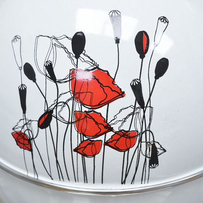 Чайник 4л со свистком, консольная ручка, белый "Полевые маки"