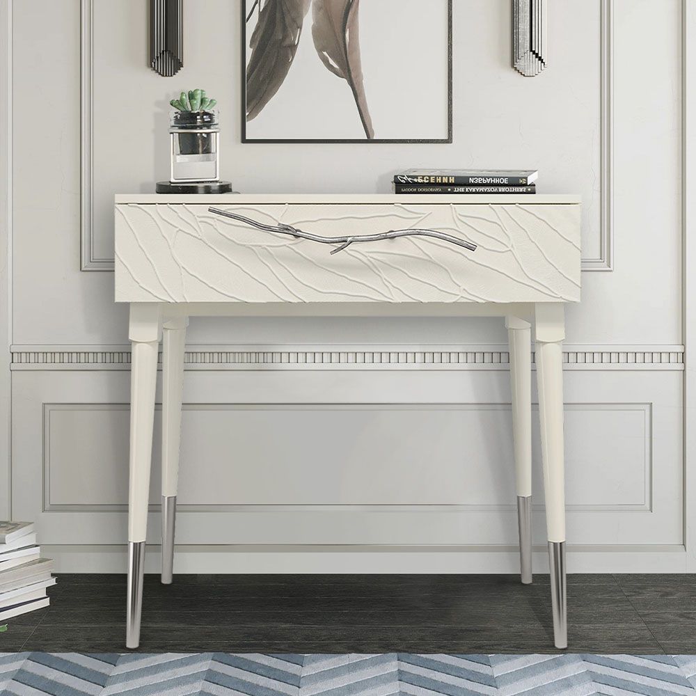 Консоль Арт Колор leaves Стайл Сильвер Кремовый белый