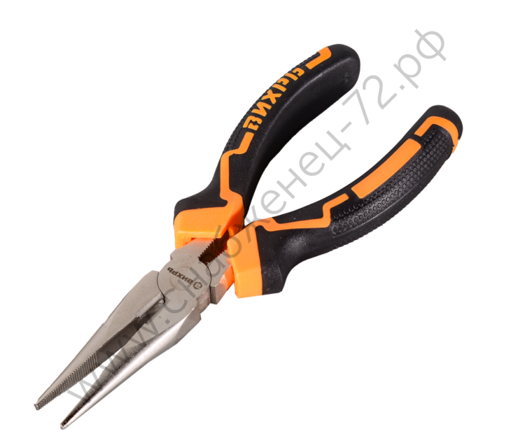 Длинногубцы прямые Вихрь, 160 мм, никелированные, двухкомпонентные рукоятки