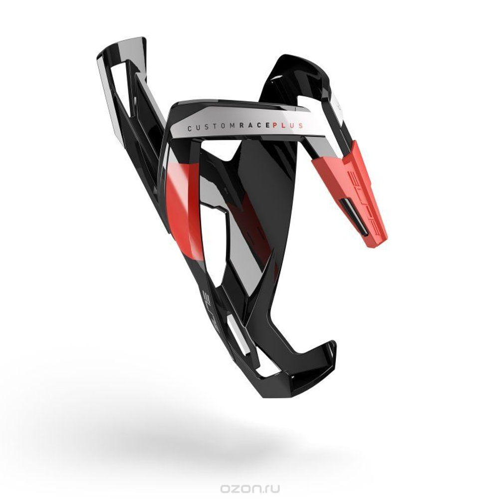 Флягодержатель Elite Custom Race Plus, fiberglass, черный, красный рисунок