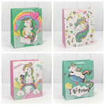 Пакет подарочный 26х32х13см "Единорог" с 3D аппликацией (Микс)