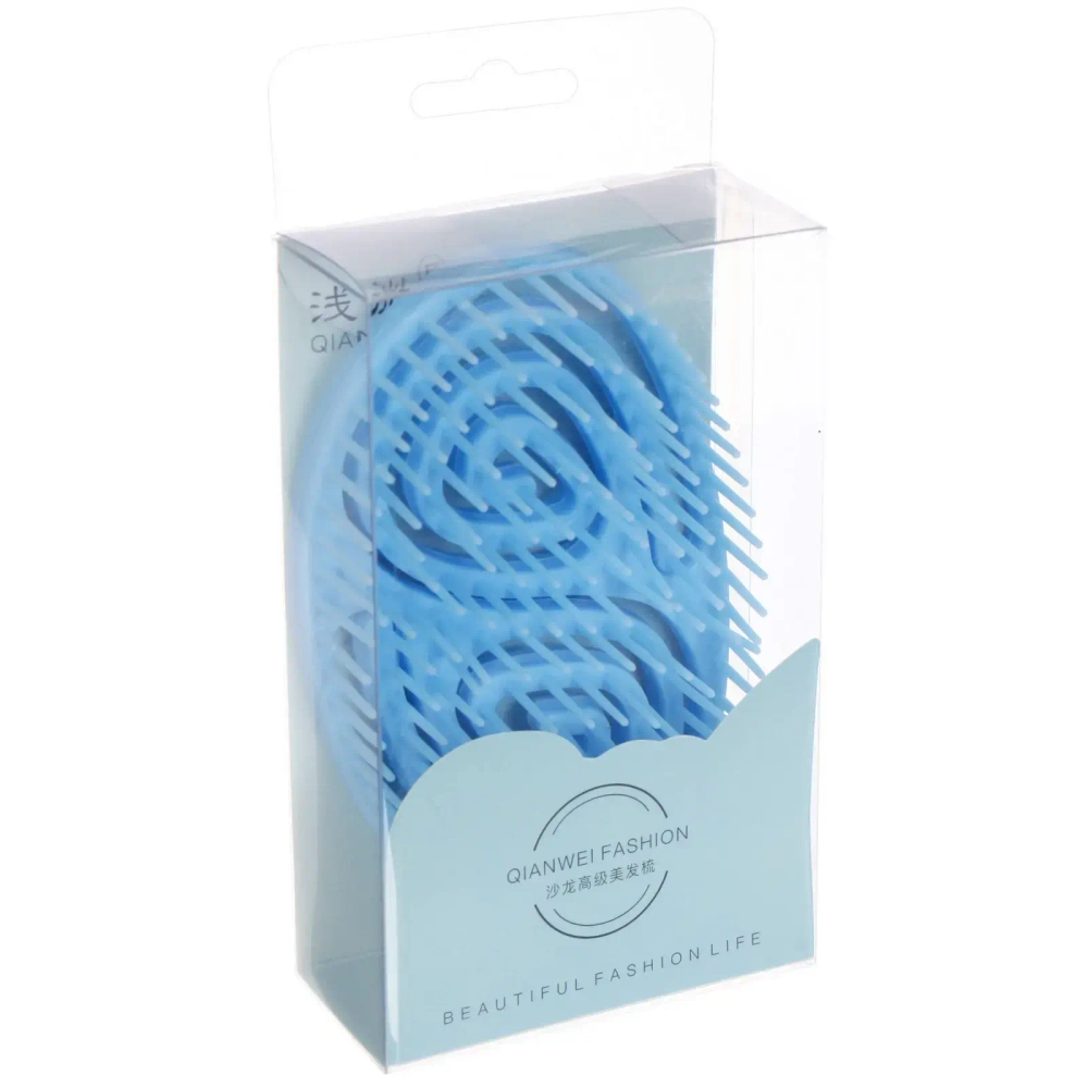 Расческа массажная компактная «ФИЕРО», цвет синий, 12*5*8см (PVC коробка)