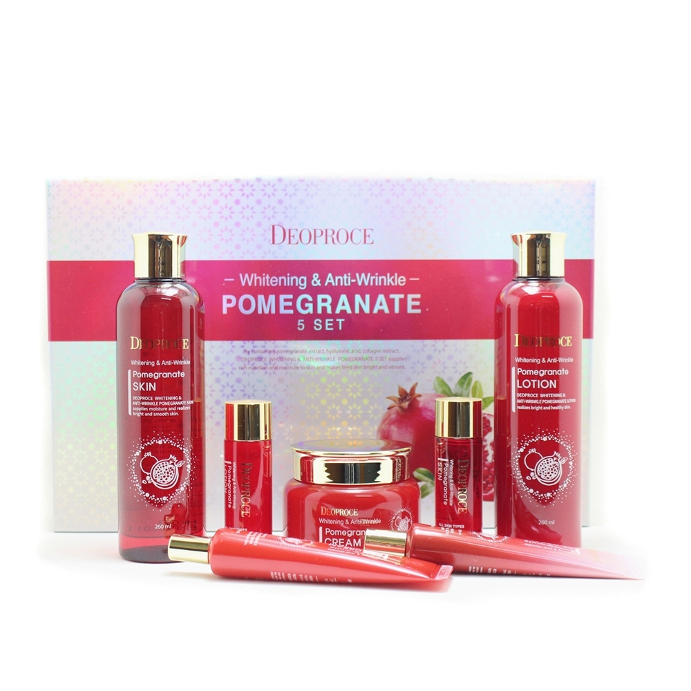 Deoproce Whitening & Anti-Wrinkle Pomegranate 5 Set набор антивозрастных средств с экстрактом граната