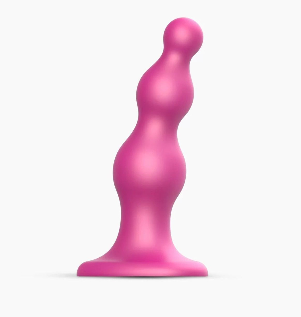 Розовый стимулятор-ёлочка Dildo Plug Beads Framboise Size M - 15 см. (Цвет: розовый)