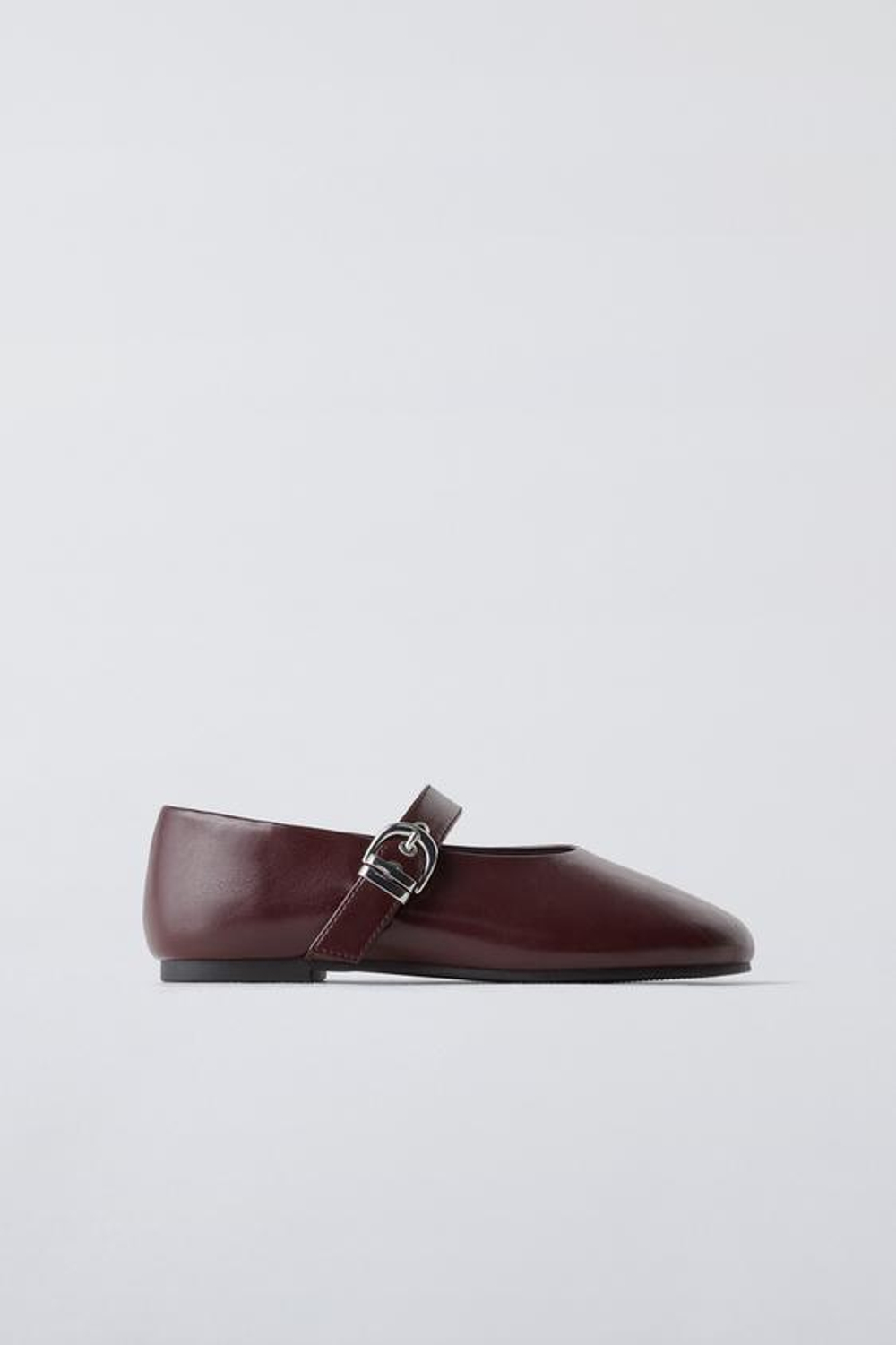 ZARA БАЛЕТКИ С ПРЯЖКОЙ, БОРДОВЫЙ