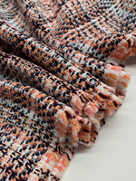 Твид хлопковый Balmain белый в сине-розовую клетку