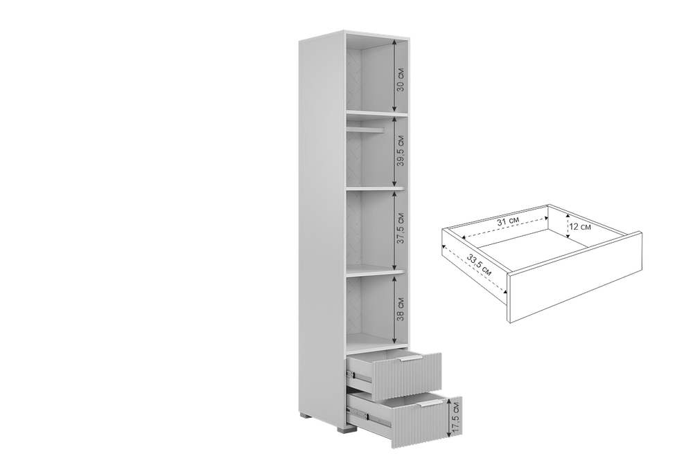 Шкаф однодверный "Зефир" 107.01, (Белое дерево/Серый (эмаль))