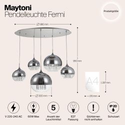 Светильник подвесной Maytoni Fermi P140-PL-170-5-N