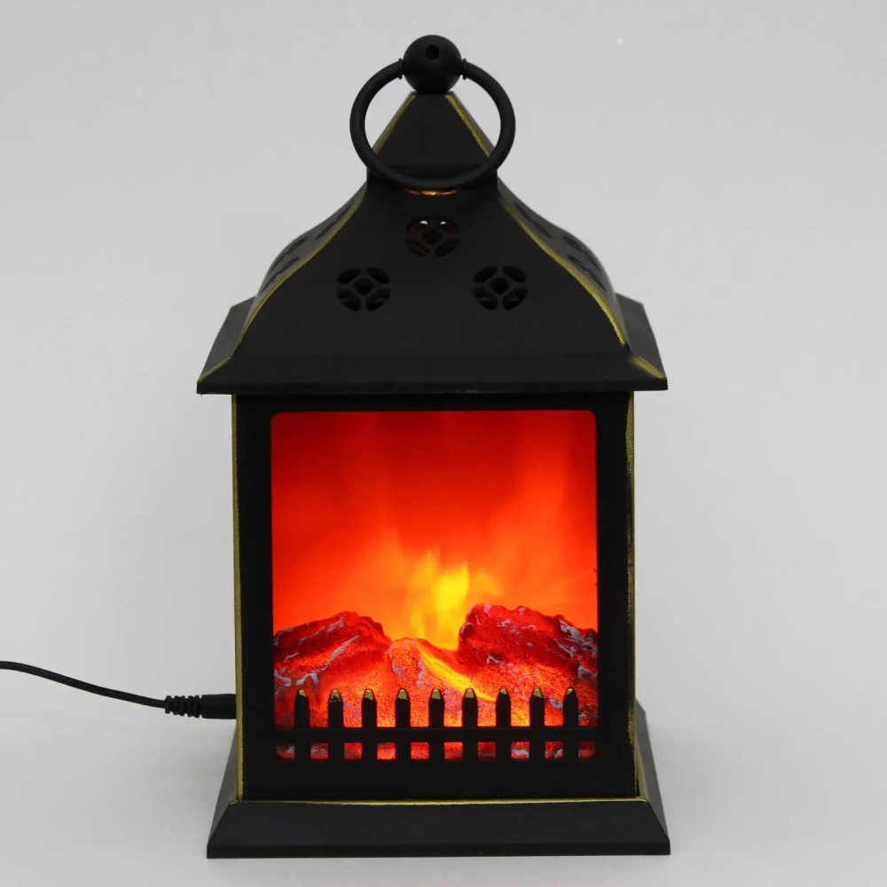 Сувенир с подсветкой «КАМИН - Искры пламени» 15*15*30 см (питание от USB и батареек)