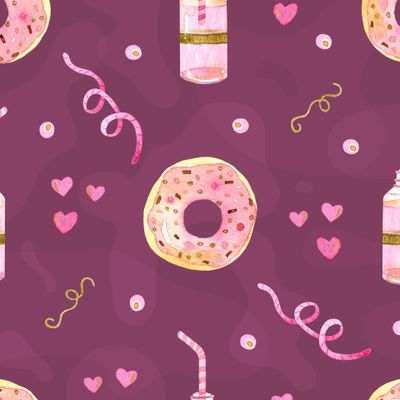 Пончики на фиолетовом фоне