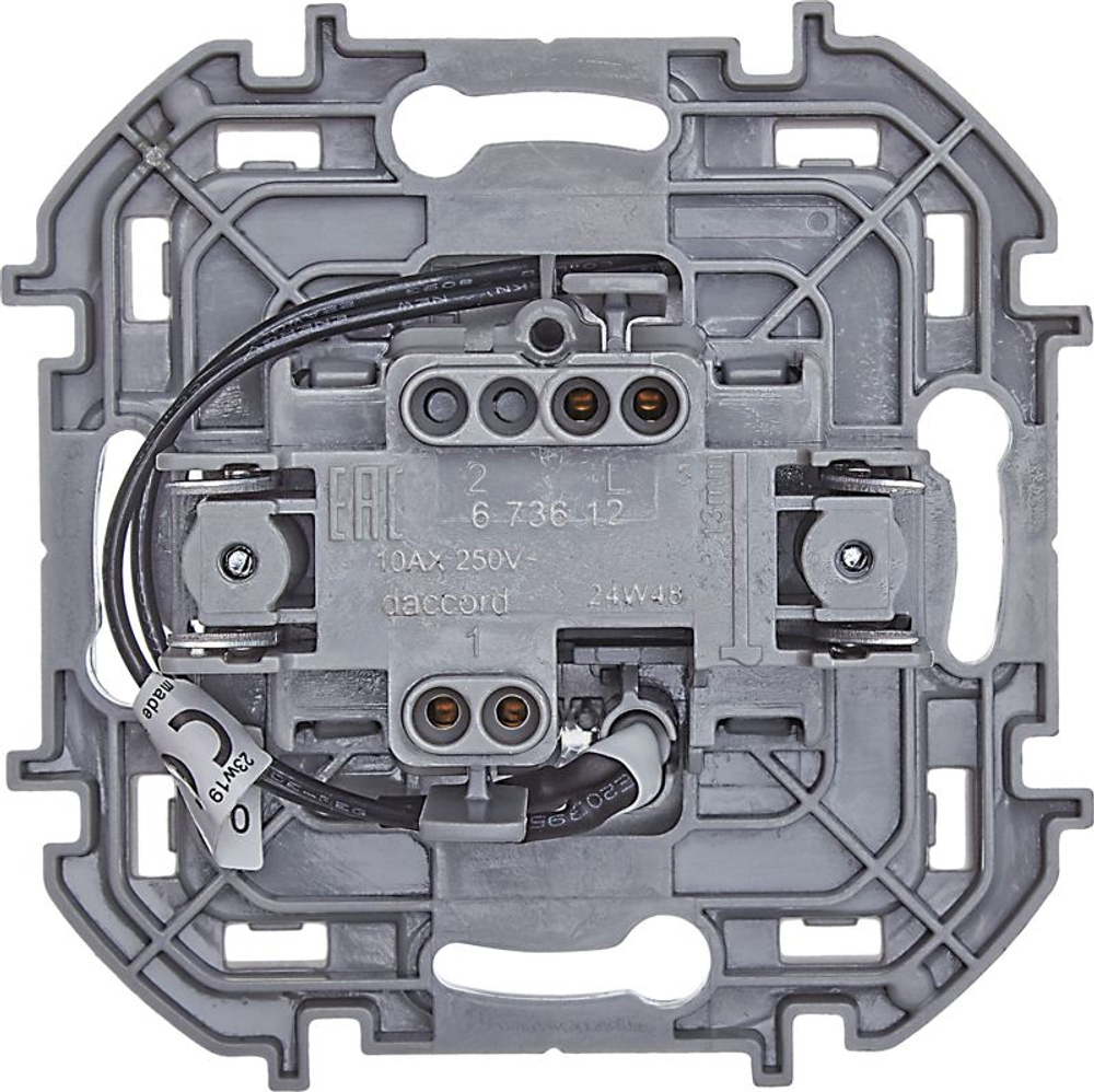 Выключатель 1-кл. Inspiria 10А IP20 250В 10AX с подсветкой/индикацией механизм алюм. IEK 673612