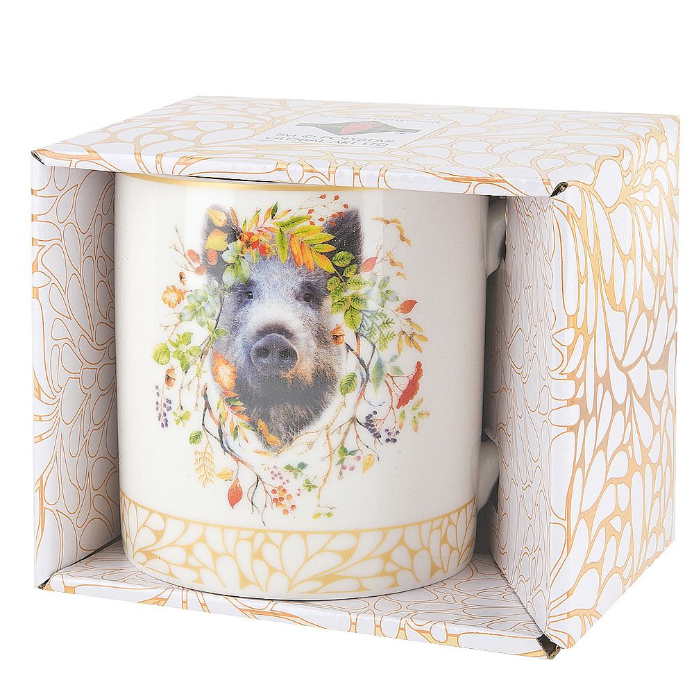 Кружка фарфоровая "Вепрь" v=480мл. (3вида) (подарочная упаковка)