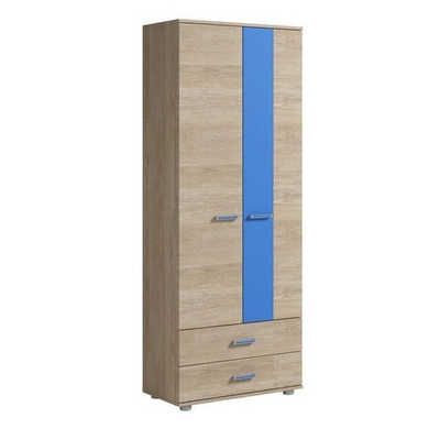 Шкаф для одежды 2 двери 2 ящика Формула 765х400х1985 Дуб сонома/Голубой