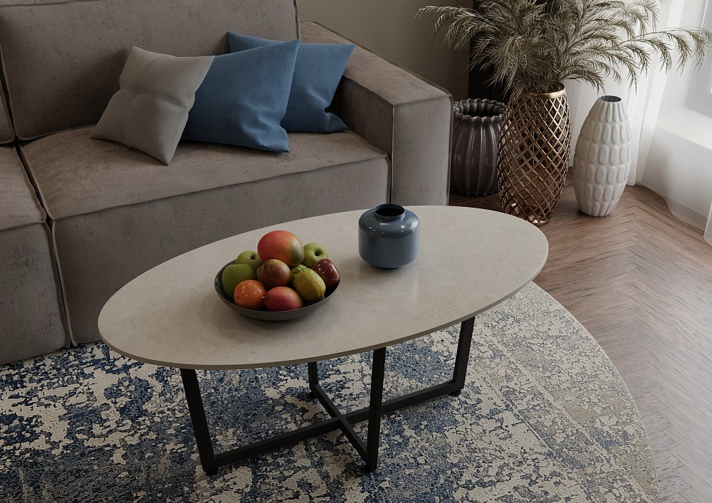 Столик журнальный Палермо 1100х600 Пластик матовый Мрамор белый (Уценка)