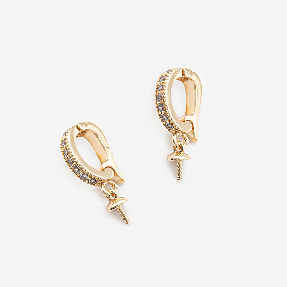 Бейл разъемный 12мм*6,5мм с бейлом под вклейку 6,5мм, фианиты, позолота