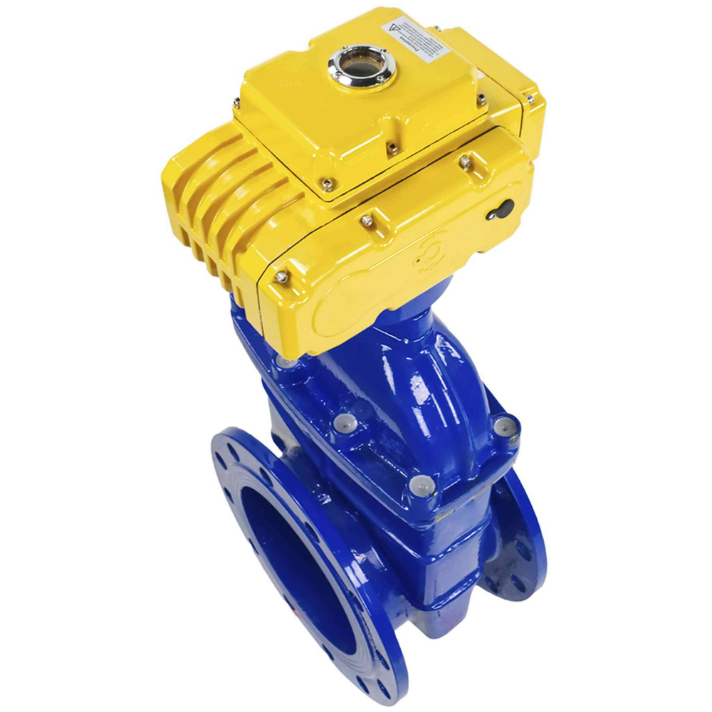 Wedge gate valve 30c939r blue Elephant-GGG50-EPDM-F4-BLUE PSI145 class 150 T=230-248°F flange connection, with rubber lined wedge EPDM, electric actuator Elephant MT-110/220 110/220V