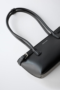 ZARA СУМКА С ПЛЕЧЕВЫМ РЕМНЕМ И ПРЯЖКАМИ, ЧЕРНЫЙ