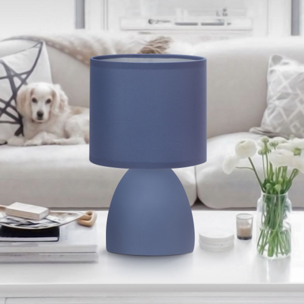 Настольная лампа Rivoli Nadine 7047-503 1 * Е14 40 Вт керамика синяя с абажуром | Rivoli
