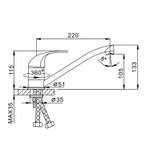 Смеситель для кухни 40к F4202-B FRAP (выс.пов.излив, п/шпильку, хром, силумин)