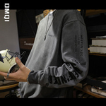 Мужская толстовка в американском ретро-стиле на весну и осень, очень большая, на флисовой подкладке, без капюшона, с длинным рукавом, в стиле Чжуншань.