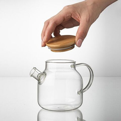 Стеклянный заварочный чайник «Проотель» с бамбуковой крышкой (объем 0,5 л) (Цвет: прозрачный)