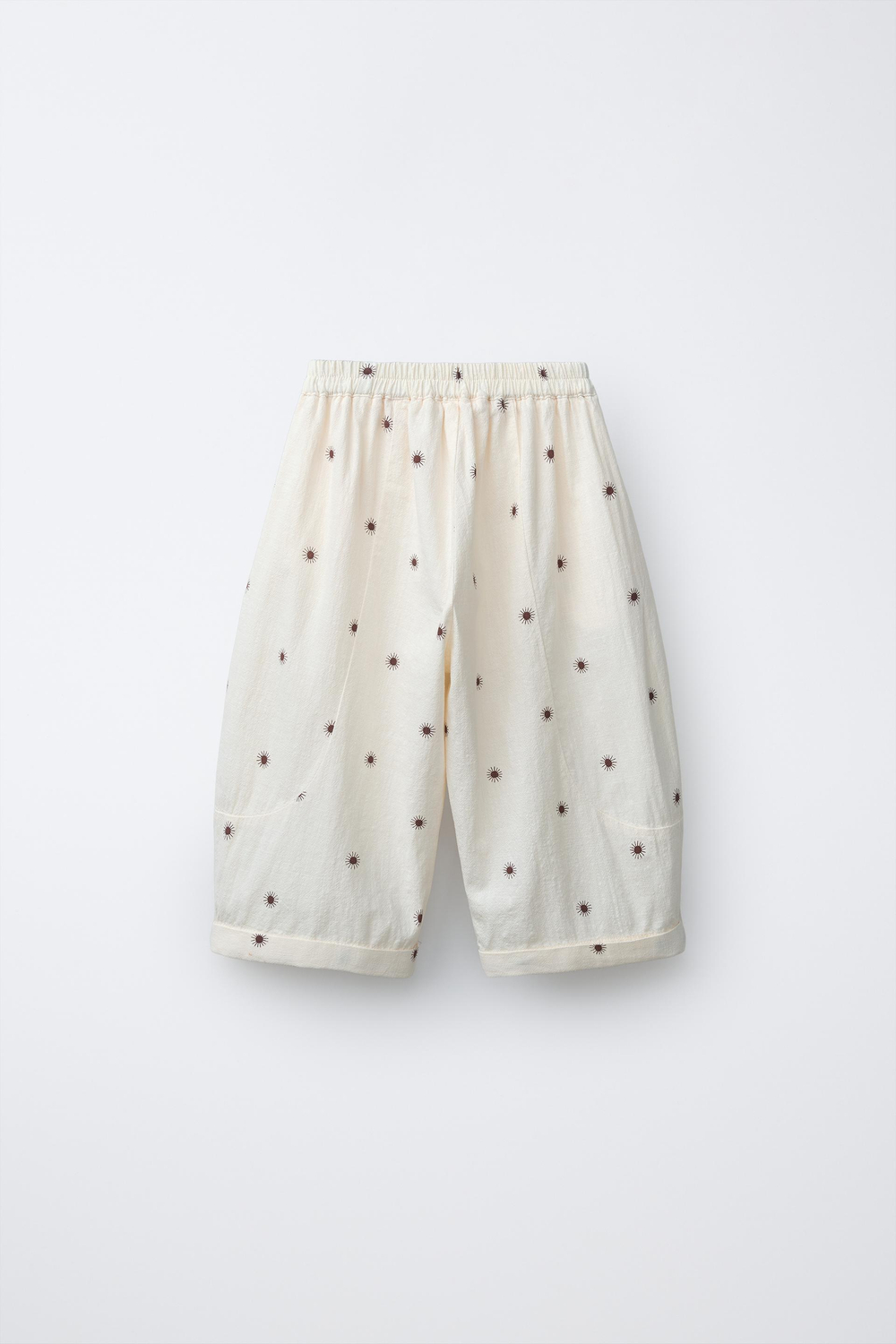 ZARA БРЮКИ BAGGY С УЗОРОМ SOLES, ЭКРЮ