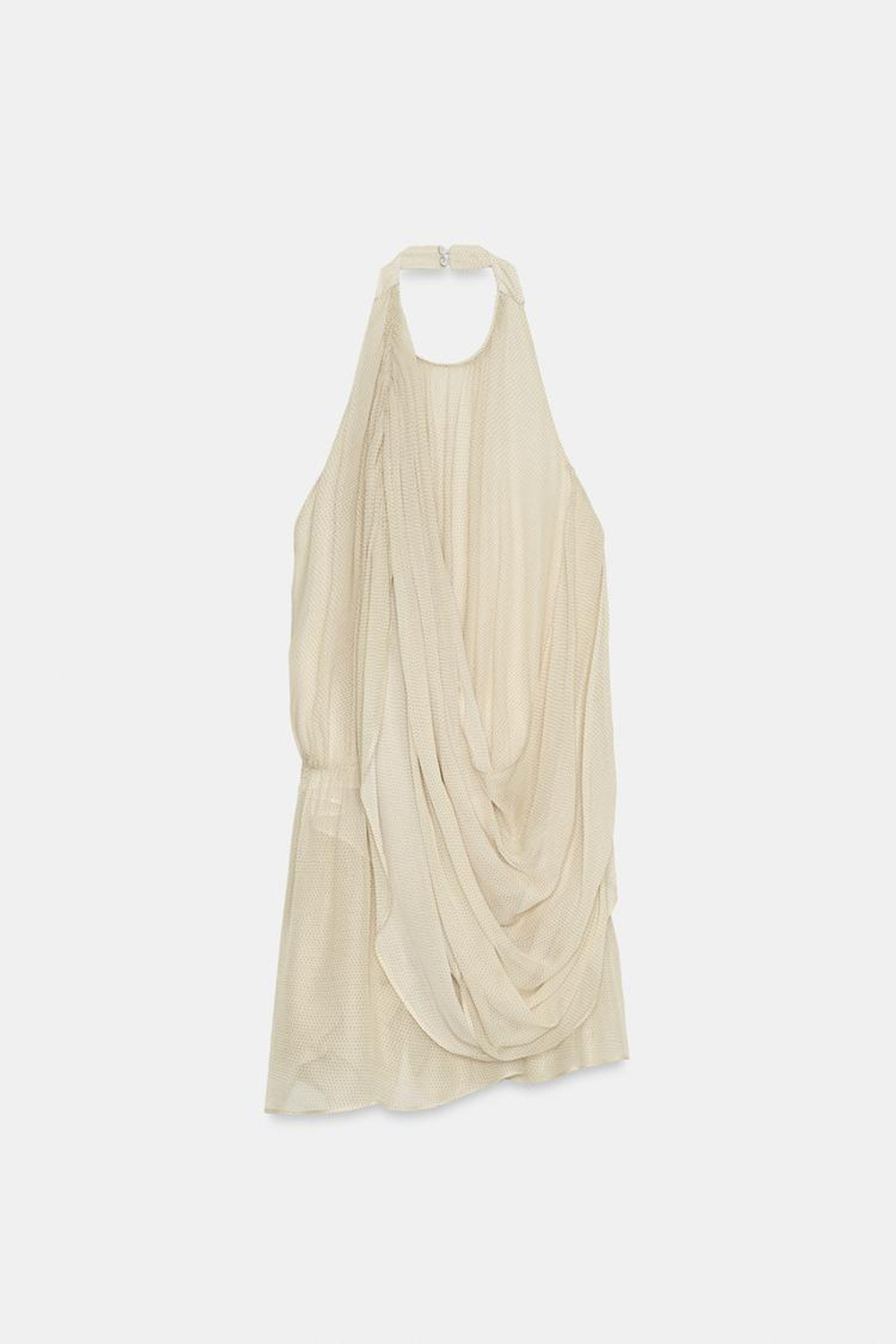 ZARA ТОП С ДРАПИРОВКОЙ В ГОРОШЕК — ZW COLLECTION, КОРИЧНЕВЫЙ/ЭКРЮ