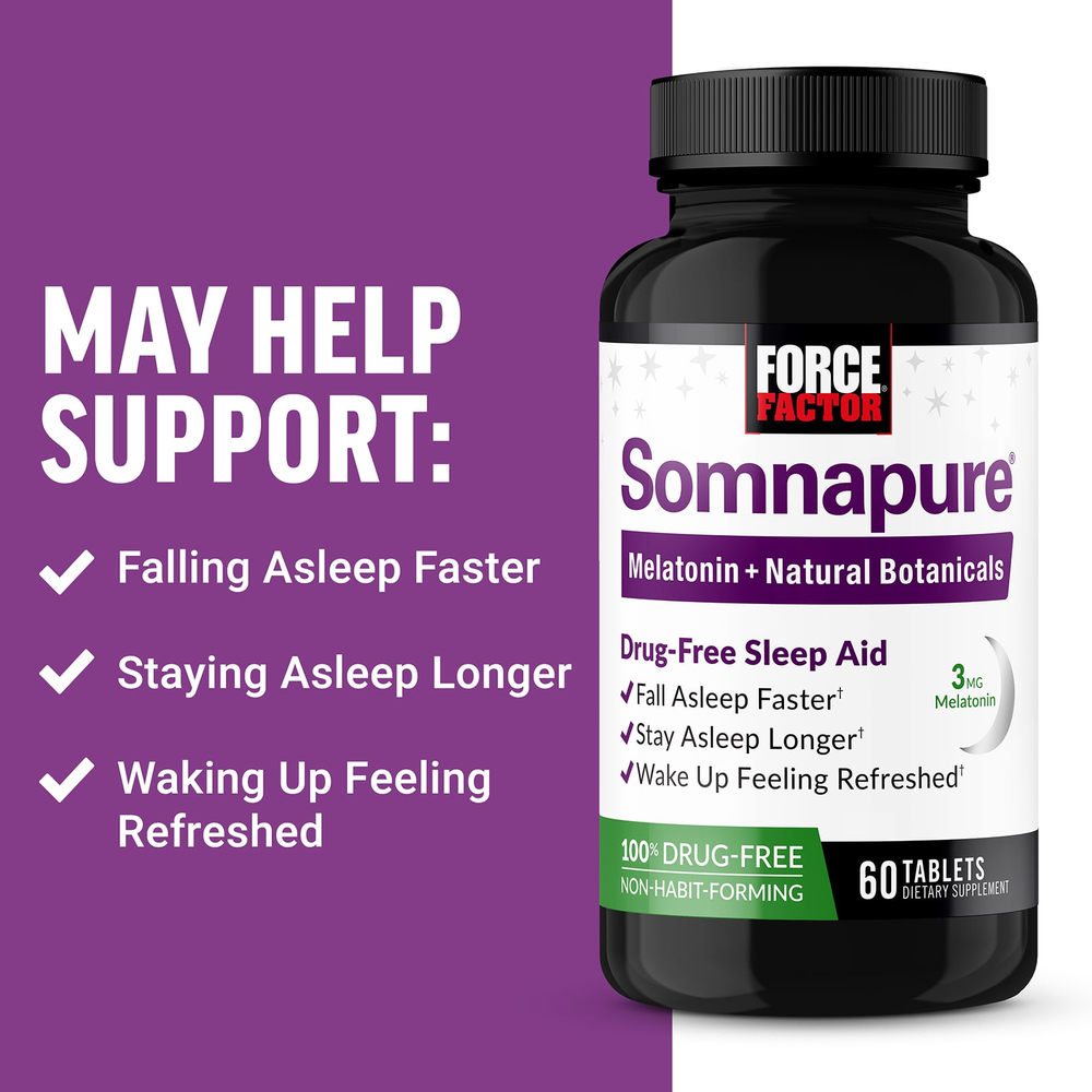 Force Factor, Somnapure®, добавка для поддержки сна без наркотических веществ, 60 таблеток