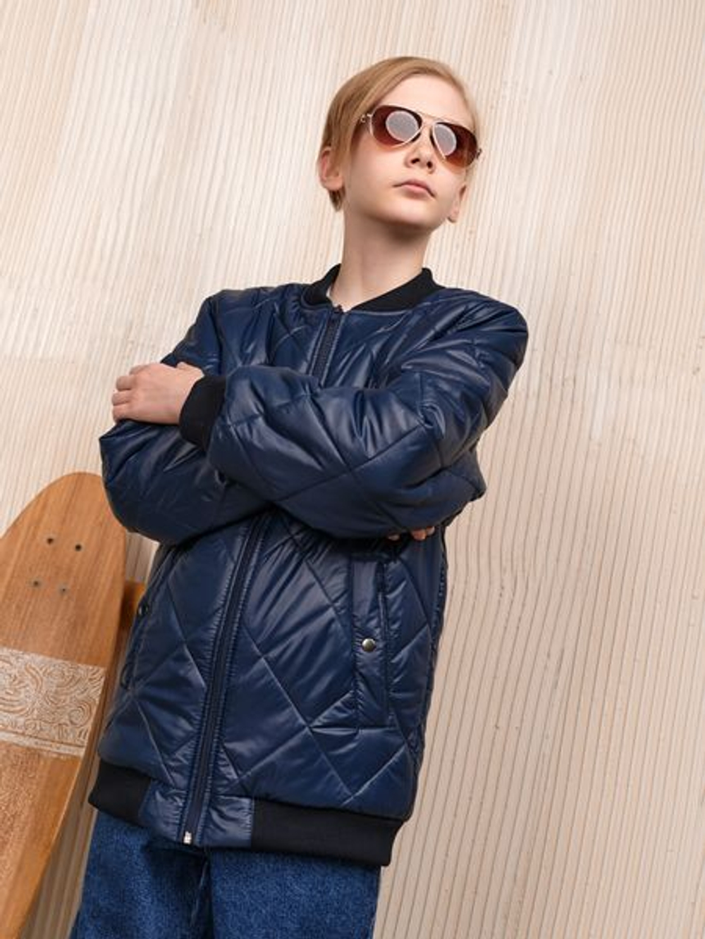 Бомбер демисезонный для мальчика "Тренд" синий