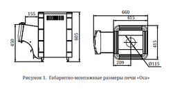 Печь TMF Оса Carbon ДА габаритные размеры