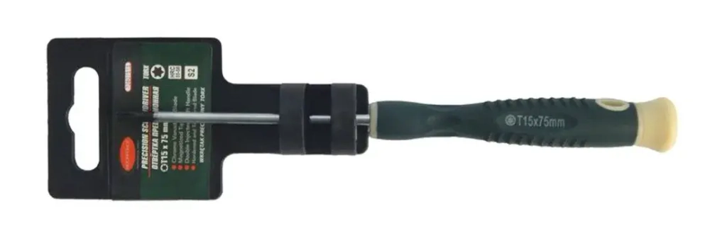 Отвертка TORX с отверстием ювелирная T20Hх75мм RockFORCE RF-73707520
