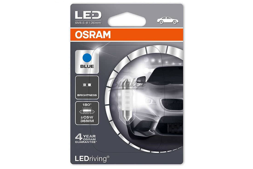 Лампа C5W 12V 0,5W SV8.5-8 LEDRIVING standart С5W/голубой/ (36mm) 1 шт.