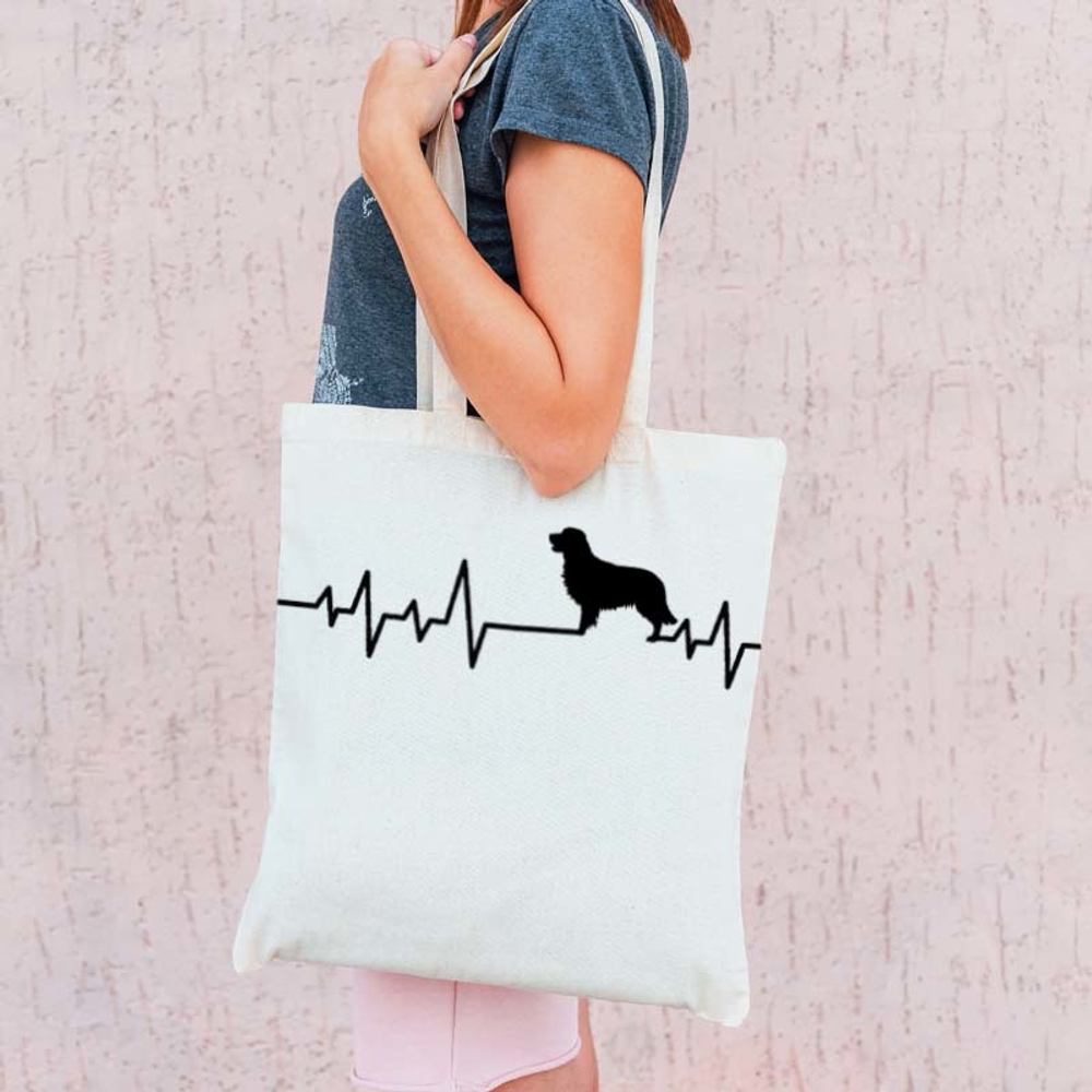 Тканевая сумка "Сердечный ритм - Голден Ретривер"