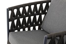 "Диего" лаунж-зона 4-местная плетеная из роупа (веревки), каркас алюминиевый темно-серый, роуп темно-серый