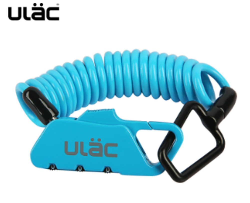 Замок велосипедный ULAC K-2S, 4*1200 мм. Материал: сплав цинка (голубой)