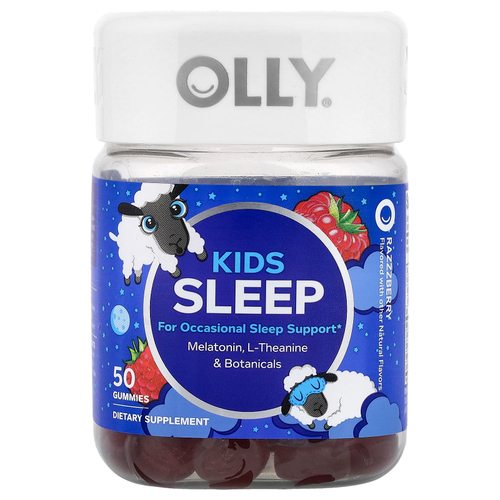 OLLY, детские жевательные таблетки для сна, со вкусом малины, 50 жевательных таблеток