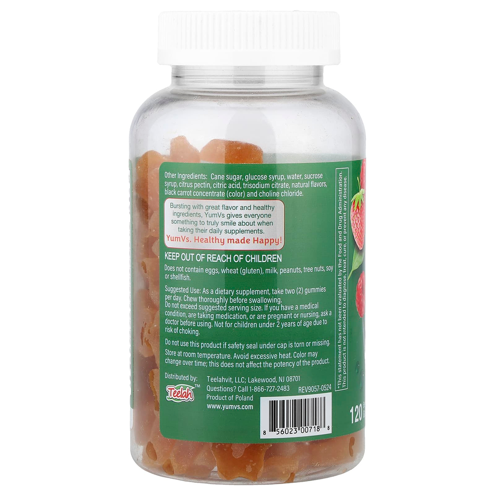 YumVs, мультивитаминный комплекс, со вкусом ягод, 120 жевательных таблеток