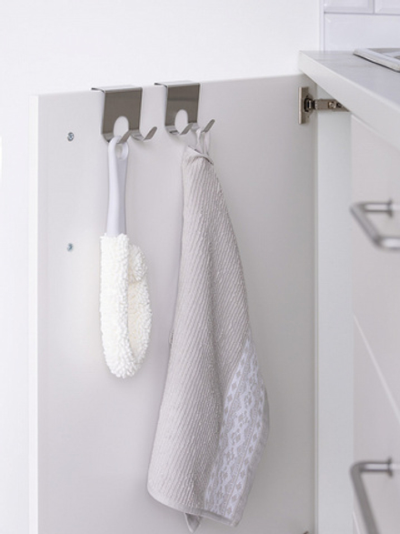 Набор крючков 2шт DeNASTIA на кухонную дверцу 2 крючка, 6,8x6,2x2,2 нерж.сталь, серый