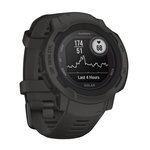 Спортивные часы Garmin Instinct 2 Solar, 45 мм, силиконовый ремешок графитового цвета Дисплей Solar со стеклом Power Glass. Ремешок с классической застёжкой — на запястье обхватом 135–230 мм