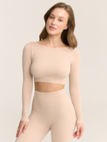 Бесшовный кроп топ с длинным рукавом