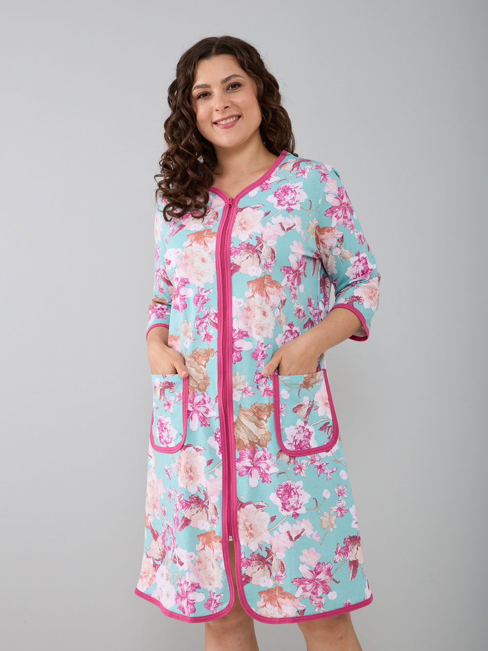 Халат Х-262/бирюза-хризантема