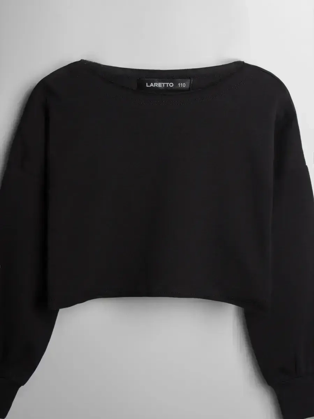 Лонгслив для девочки укороченный, черный