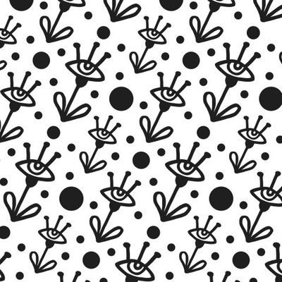 Buy fabric flowers eyes black and white