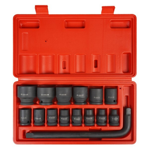 Набор головок 15 предм. (1/2) 38 мм (8-32 мм, Г-вороток) пласт. кейс. ударные (AIRLINE)