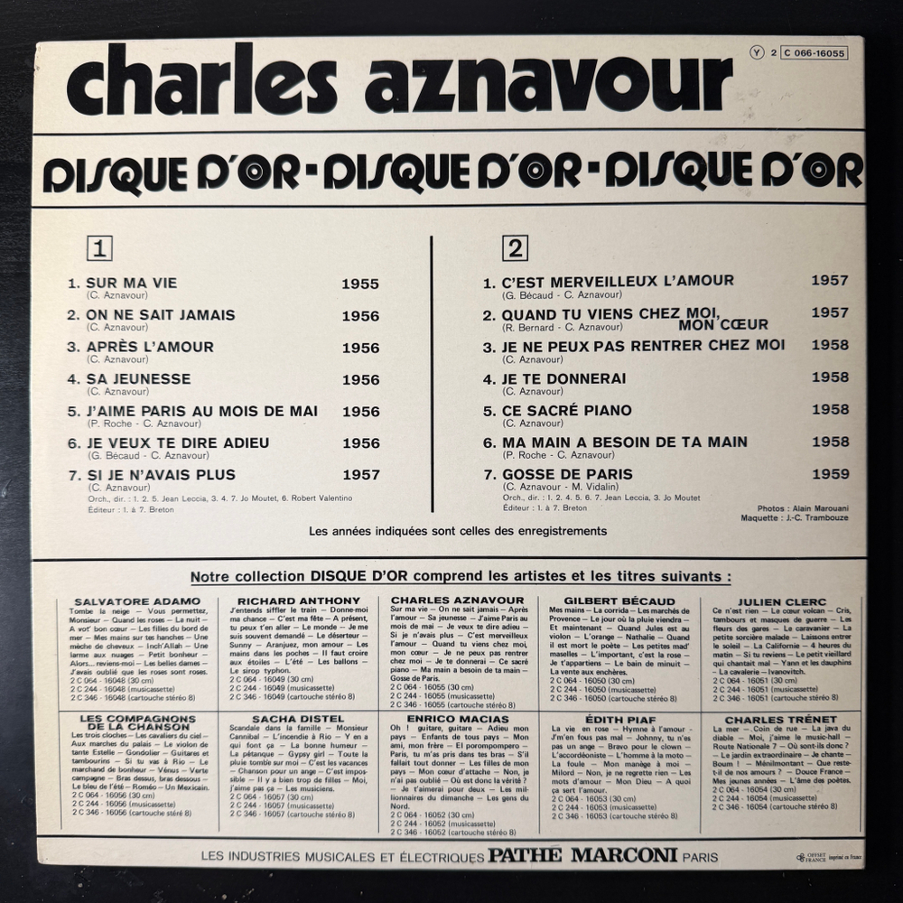 Charles Aznavour ‎– Le Disque D'Or De Charles Aznavour (Франция 1975г.)