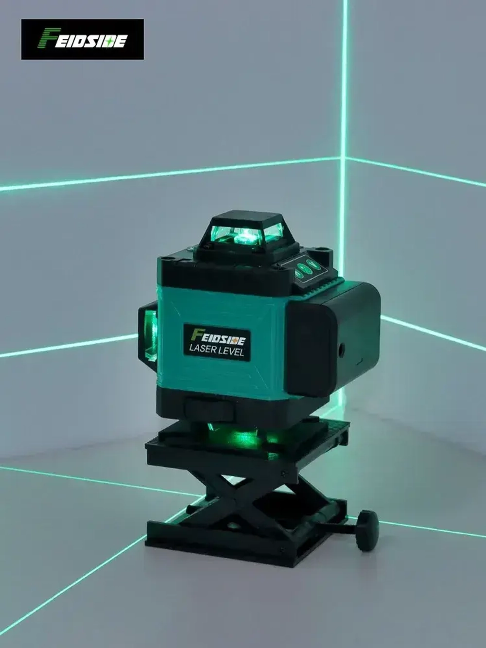Лазерный уровень,Зеленый луч,4D 16 Линий,2 Батарейки Комплект