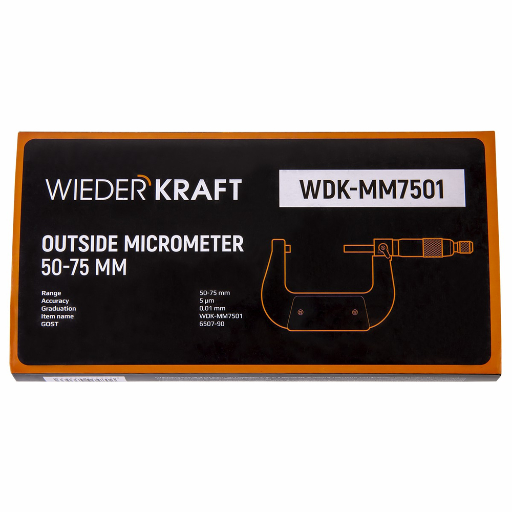 WDK-MM7501 Микрометр нониусный 50-75 мм, 0,01 мм