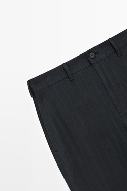 Massimo Dutti Льняные брюки в полоску, темно-синий
